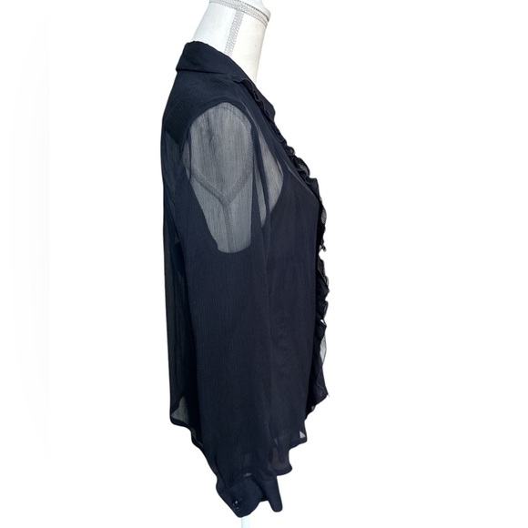 2 piece Escada silk navy blue ruffled blouse sizer 42 (12) - Picture 2 of 8